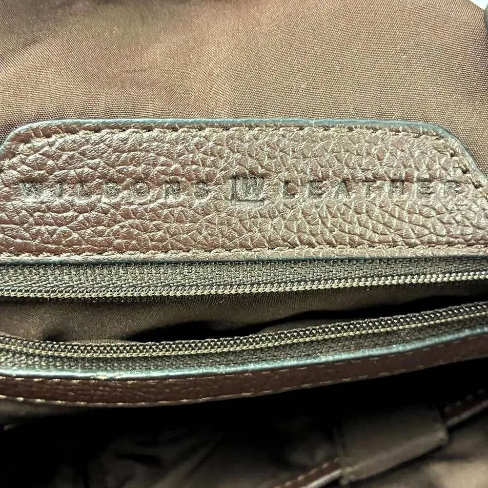 Wilson's Leather Chocolate Brown Handbag Hobo Style with Braided Handle